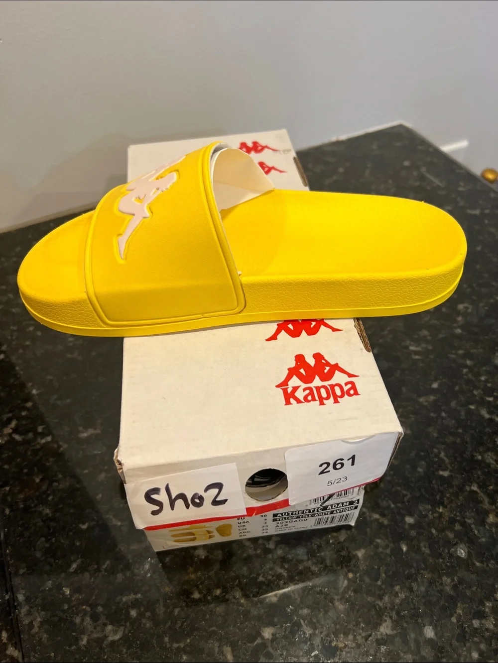 Kappa Kids Bright Yellow Logo Slide Sandals  4Y / 5-5.5W
